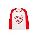 Toddler Girls Boys Valentines T-Shirt Love Heart Dinosaur Tractor Raglan Long Sleeve Tees for Kids 2 to 7 Years