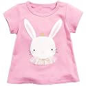 Toddler Girls Bunny T-Shirt Cotton Baby Short Sleeve Easter Outfits Rabbit Shirts Soft Summer Casual Tee Tops