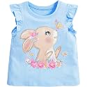 Toddler Girls Bunny T-Shirt Cotton Baby Short Sleeve Easter Outfits Rabbit Shirts Soft Summer Casual Tee Tops