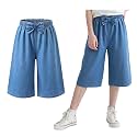 Toddler Girls Capri Pants Lightweight Palazzo Wide Leg Summer Pants 3-10 Years