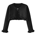 Toddler Girls Cardigan Sweater Bolero Shrug Baby Kids Long Sleeve Cropped Dress Up Button Closure Jacket Tops