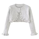 Toddler Girls Cardigan Sweater Bolero Shrug Baby Kids Long Sleeve Cropped Dress Up Button Closure Jacket Tops