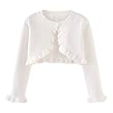 Toddler Girls Cardigan Sweater Bolero Shrug Baby Kids Long Sleeve Cropped Dress Up Button Closure Jacket Tops