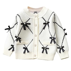 Toddler Girls Cardigan Sweater Button Knit Sweater
