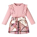 Toddler Girls Clothes Knit Top Plaid Skirt Fall Winter Outfit 2-6T