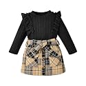 Toddler Girls Clothes Knit Top Plaid Skirt Fall Winter Outfit 2-6T