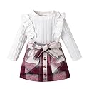 Toddler Girls Clothes Knit Top Plaid Skirt Fall Winter Outfit 2-6T