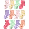 Toddler Girls Socks 12 Pack Grip Kids Cotton Socks for Toddlers 6M-7Years