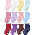 Toddler Girls Socks 12 Pack Grip Kids Cotton Socks for Toddlers 6M-7Years