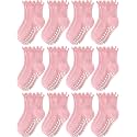 Toddler Girls Socks 12 Pack Grip Kids Cotton Socks for Toddlers 6M-7Years