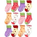 Toddler Girls Socks 12 Pack Grip Kids Cotton Socks for Toddlers 6M-7Years