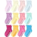 Toddler Girls Socks 12 Pack Grip Kids Cotton Socks for Toddlers 6M-7Years