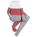 Toddler Kid Girls Clothes Ribbed Color Block Hoodie Sweatsuit Set
