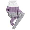 Toddler Kid Girls Clothes Ribbed Color Block Hoodie Sweatsuit Set