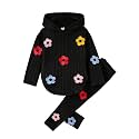 Toddler Kid Girls Clothes Ribbed Color Block Hoodie Sweatsuit Set