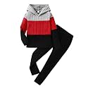 Toddler Kid Girls Clothes Ribbed Color Block Hoodie Sweatsuit Set