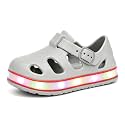 Toddler Light Up Sandals for Boys and Girls, Adjustable Closed Toe Water Shoes, Lightweight Quick-Drying EVA Non-Slip Summer Shoes