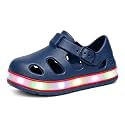 Toddler Light Up Sandals for Boys and Girls, Adjustable Closed Toe Water Shoes, Lightweight Quick-Drying EVA Non-Slip Summer Shoes