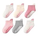 Toddler Non Slip Grip Ankle Socks with Grippers for Baby Boys Girls