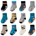 Toddler Non Slip Grips Socks Kids Anti Skid Baby Boys Girls Cotton Crew Socks 12 Pairs