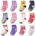 Toddler Non Slip Grips Socks Kids Anti Skid Baby Boys Girls Cotton Crew Socks 12 Pairs