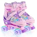Toddler Roller Skates for Girls Kids Boys, 4 Size Adjustable