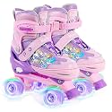 Toddler Roller Skates for Girls Kids Boys, 4 Size Adjustable