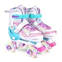 Toddler Roller Skates for Girls Kids Boys, 4 Size Adjustable