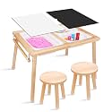 Toddler Sensory Table and Chair Set, Kids Sensory Bin Tables with Paper Roll Stick & Double-Side Board,Toddler Play Table with 3 Storage Bin, Indoor Outdoor Boys Gilrs