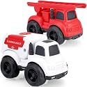 Toddler Toy Cars for 2 3 Year Old Boy, 3 in 1 Police Car Firetruck Toys and Ambulance for Toddlers, BPA Free, Phthalates Free, PVC, Outdoor Toys for Toddlers 2-4, Easter Birthday Gifts for Kids