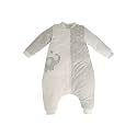 Baby Wearable Blanket With Leg Grey Cotton 2-4T Toddler Sleep Sack 36M Removable Long Sleeves Early Walk Sleeping Bag Quilted Filling Infant Winter Tog 2.5 Warm Kids Sleeper