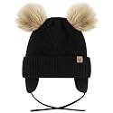 Toddler Winter Hat, Earflap Fleece Lined Pom Pom Beanie Kids 1-12T
