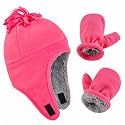 Toddler Winter Hat with Mitten Set Fleece Sherpa Lined