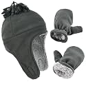Toddler Winter Hat with Mitten Set Fleece Sherpa Lined