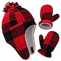 Toddler Winter Hat with Mitten Set Fleece Sherpa Lined