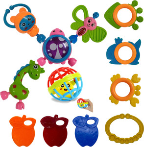 toddlers buddy 12 colorful attractive plasticshake rattalteether newborn infant rattle