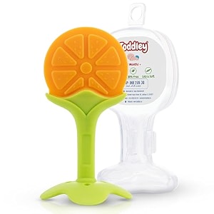 silicone baby teether with storage box for newborn infant babies  non-toxic amp bpa-free  baby teething orange set of 1