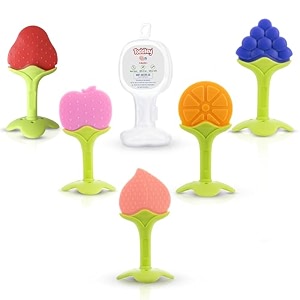 teething toys for baby 2pcs silicone teething toy training baby toothbrush teether chew toy for self-soothing organic baby teethers massage set for newborn infant babies shower gift
