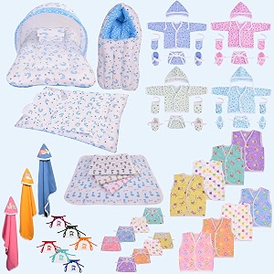 toddylon baby products all new born combo  combos set for newborn  56 in 1 hospital essentials kit  baby essential for newborns clothing hamper 0-6 months blue