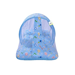 toddylon baby bed new born baby bedding set combo  carry bag  mattress  mosquito net  insect protector  infants cotton 0-6 months size blue