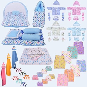 toddylon new born baby essentials kit 56 combo set 06 months  newborn baby hospital bag kit  infant combo set for new born  newborns baby dress amp clothing set  infants essentials kit blue
