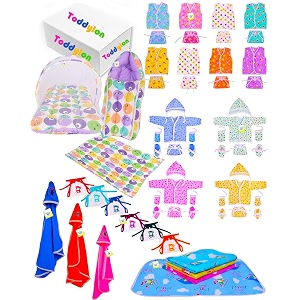 toddylon flat bed 56 in 1 baby gift packs new born baby products all combo  gift set  maternity kit  baby shower  baby clothes  baby bedding  essentials items 0-6 months multicolor