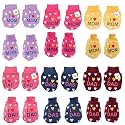 Toddylon Newborn Baby Cotton Mittens Set | Gloves Set | Wristbands (0-6 Months) (Dark Multicolor, Pack of 6)