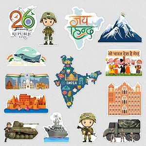 republic day baby photoshoot props set  26 january india theme cutouts for newborn amp kids photography  flag army monuments decor  250 gsm cardstock kit