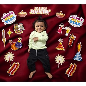 diwali amp happy new year photo booth props  20 diwali theme party cards  fun family photoshoot accessories  kids birthday festive amp party decorations - cardstock