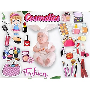 makeup photo booth props for girls  20 cosmetics theme cards for kids photoshoot  birthday party amp baby shower decorations  fun selfie props kit  premium cardstock
