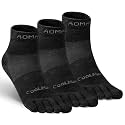 Toe Socks for Men and Women Athletic Running Coolmax Five Finger Ankle/Quarter Socks Breathable Lightweight, 3 Pairs