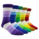 TOEJYJ Mens Fun Dress Socks, Pattern Funny Casual Socks Pack, Colorful Striped Cotton Novelty Socks Size 10-13