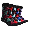 TOEJYJ Mens Fun Dress Socks, Pattern Funny Casual Socks Pack, Colorful Striped Cotton Novelty Socks Size 10-13