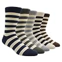 TOEJYJ Mens Fun Dress Socks, Pattern Funny Casual Socks Pack, Colorful Striped Cotton Novelty Socks Size 10-13